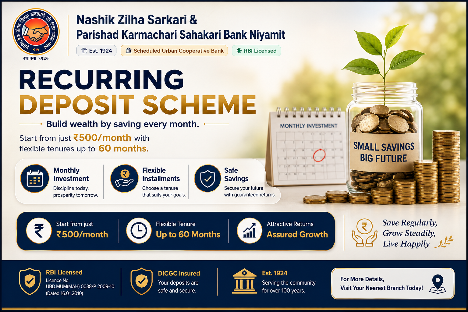 Recurring Deposit — Piggy Bank and Calendar
